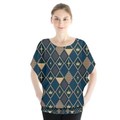 Background Non Seamless Pattern Batwing Chiffon Blouse