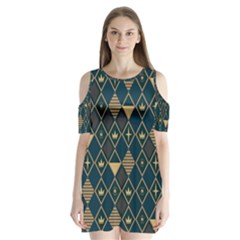 Background Non Seamless Pattern Shoulder Cutout Velvet One Piece