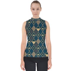 Background Non Seamless Pattern Mock Neck Shell Top