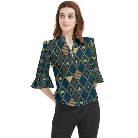 Background Non Seamless Pattern Loose Horn Sleeve Chiffon Blouse by Ravend