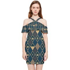 Background Non Seamless Pattern Shoulder Frill Bodycon Summer Dress