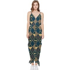 Background Non Seamless Pattern Sleeveless Tie Ankle Chiffon Jumpsuit