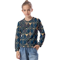 Background Non Seamless Pattern Kids  Long Sleeve Tee with Frill 