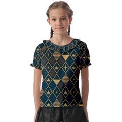 Background Non Seamless Pattern Kids  Frill Chiffon Blouse