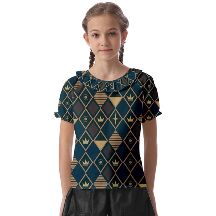 Background Non Seamless Pattern Kids  Frill Chiffon Blouse