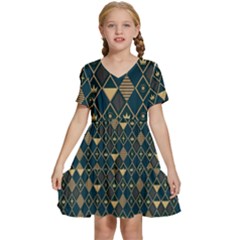 Background Non Seamless Pattern Kids  Short Sleeve Tiered Mini Dress