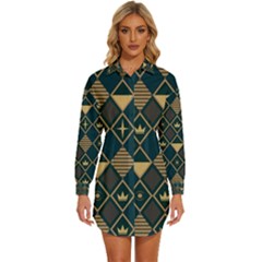 Background Non Seamless Pattern Womens Long Sleeve Shirt Dress