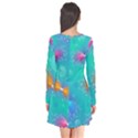 Non Seamless Pattern Blues Bright Long Sleeve V-neck Flare Dress View2