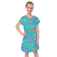 Non Seamless Pattern Blues Bright Kids  Drop Waist Dress by Ravend