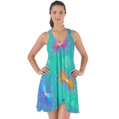 Non Seamless Pattern Blues Bright Show Some Back Chiffon Dress by Ravend