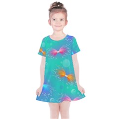 Non Seamless Pattern Blues Bright Kids  Simple Cotton Dress by Ravend