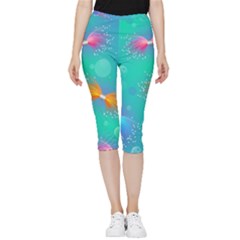 Non Seamless Pattern Blues Bright Inside Out Lightweight Velour Capri Leggings  by Ravend