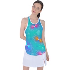 Non Seamless Pattern Blues Bright Racer Back Mesh Tank Top by Ravend