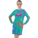 Non Seamless Pattern Blues Bright Long Sleeve Hoodie Dress View1