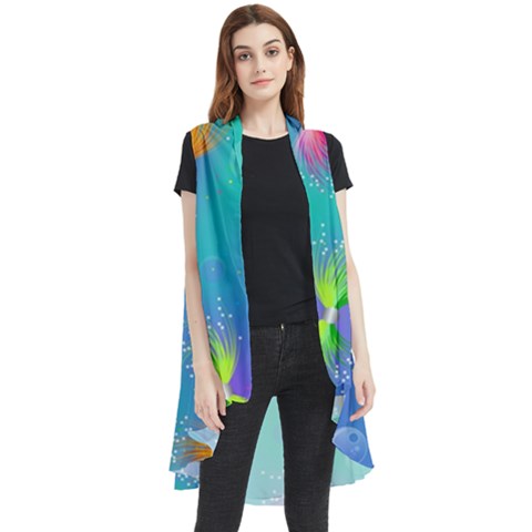 Non Seamless Pattern Blues Bright Sleeveless Chiffon Waistcoat Shirt by Ravend