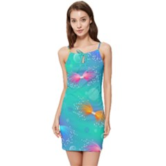 Non Seamless Pattern Blues Bright Summer Tie Front Dress by Ravend