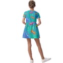 Non Seamless Pattern Blues Bright Kids  Short Sleeve Pinafore Style Dress View2