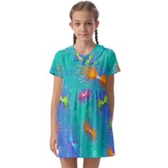 Non Seamless Pattern Blues Bright Kids  Asymmetric Collar Dress by Ravend