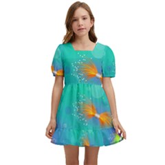 Non Seamless Pattern Blues Bright Kids  Short Sleeve Dolly Dress by Ravend