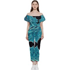 Fractal Abstract Background Off Shoulder Ruffle Top Jumpsuit by Ravend