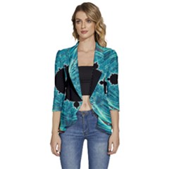 Fractal Abstract Background Women s 3/4 Sleeve Ruffle Edge Open Front Jacket by Ravend