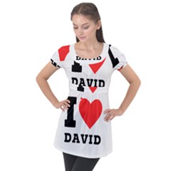 I Love David Puff Sleeve Tunic Top by ilovewhateva