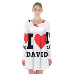 I Love David Long Sleeve Velvet V-neck Dress by ilovewhateva