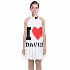 I Love David Velvet Halter Neckline Dress  by ilovewhateva