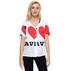 I Love David Bow Sleeve Button Up Top by ilovewhateva