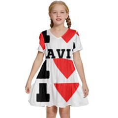 I Love David Kids  Short Sleeve Tiered Mini Dress by ilovewhateva