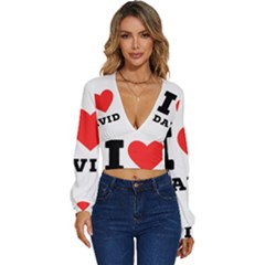 I Love David Long Sleeve Deep-v Velour Top by ilovewhateva