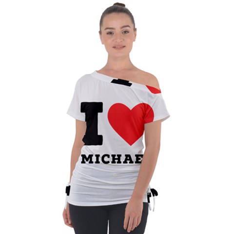 I Love Michael Off Shoulder Tie-up Tee by ilovewhateva