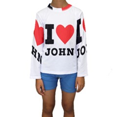 I Love John Kids  Long Sleeve Swimwear by ilovewhateva