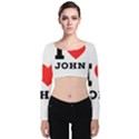 I love john Velvet Long Sleeve Crop Top View1