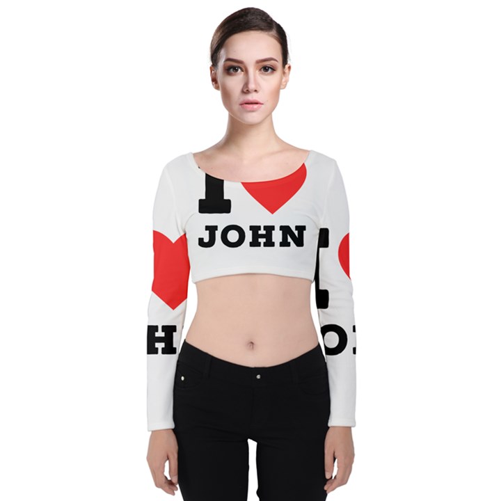 I love john Velvet Long Sleeve Crop Top