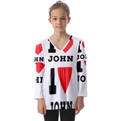 I Love John Kids  V Neck Casual Top by ilovewhateva