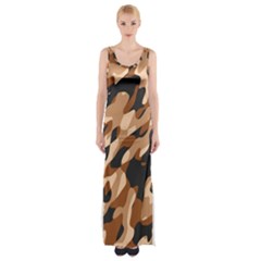 Abstract Camouflage Pattern Thigh Split Maxi Dress by Jack14