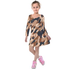 Abstract Camouflage Pattern Kids  Long Sleeve Velvet Dress by Jack14