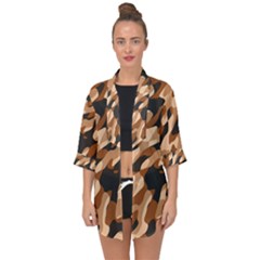 Abstract Camouflage Pattern Open Front Chiffon Kimono by Jack14