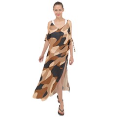 Abstract Camouflage Pattern Maxi Chiffon Cover Up Dress by Jack14