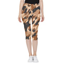 Abstract Camouflage Pattern Inside Out Lightweight Velour Capri Leggings  by Jack14