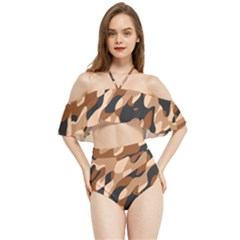 Abstract Camouflage Pattern Halter Flowy Bikini Set  by Jack14