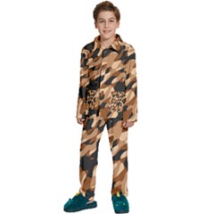 Abstract Camouflage Pattern Kids  Long Sleeve Velvet Pajamas Set