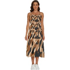 Abstract Camouflage Pattern Sleeveless Shoulder Straps Boho Dress by Jack14