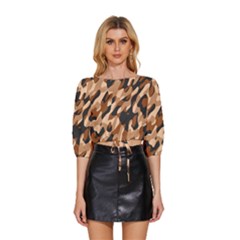 Abstract Camouflage Pattern Mid Sleeve Drawstring Hem Top by Jack14