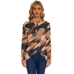 Abstract Camouflage Pattern Long Sleeve Crew Neck Pullover Top by Jack14