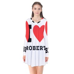 I Love Robert Long Sleeve V-neck Flare Dress by ilovewhateva