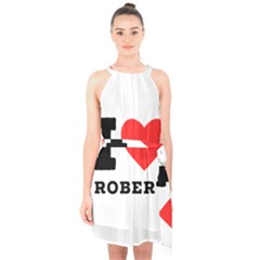 I Love Robert Halter Collar Waist Tie Chiffon Dress by ilovewhateva