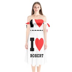 I Love Robert Shoulder Tie Bardot Midi Dress by ilovewhateva