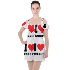 I Love Robert Ruffle Cut Out Chiffon Playsuit by ilovewhateva